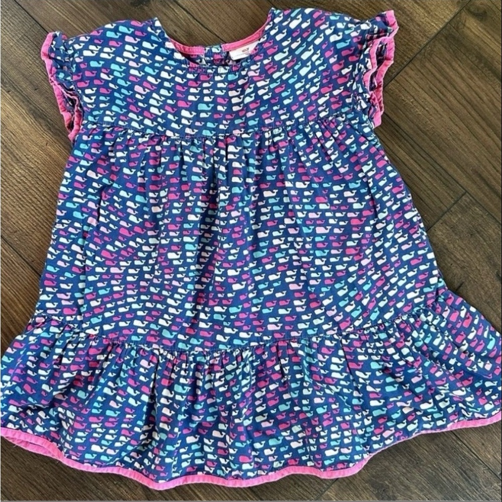 3T Vineyard Vines Navy Blue Pink Whale Print Dress